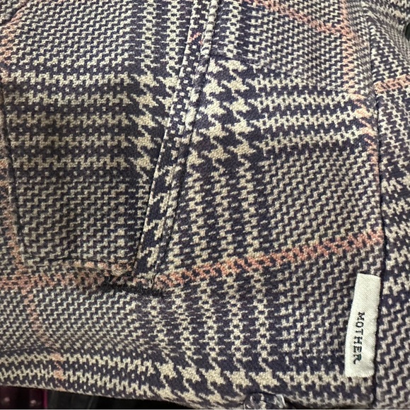 MOTHER The Shaker Prep High Waist Fray Crop Plaid Pants Happy People Read - Picture 15 of 15